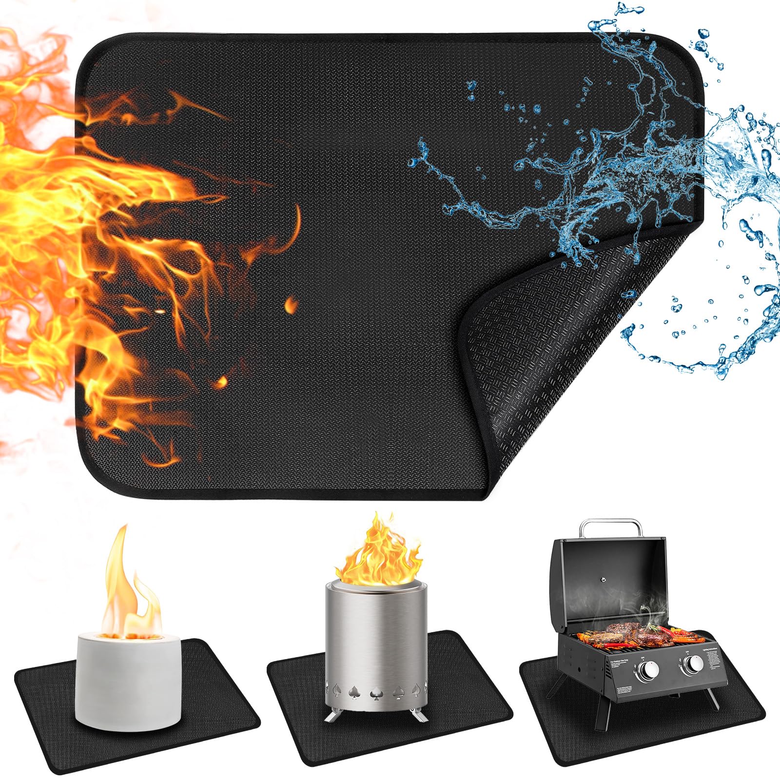 Photo 1 of 24x18 Inches Under Grill Mat for Outdoor Tabletop Grill Deck Protector,4-Layer Tabletop Fire Pit Mat for Solo Stove,Fireproof Heat Resistant Mat for Countertop/Patio Protection,Waterproof/Oil-Proof