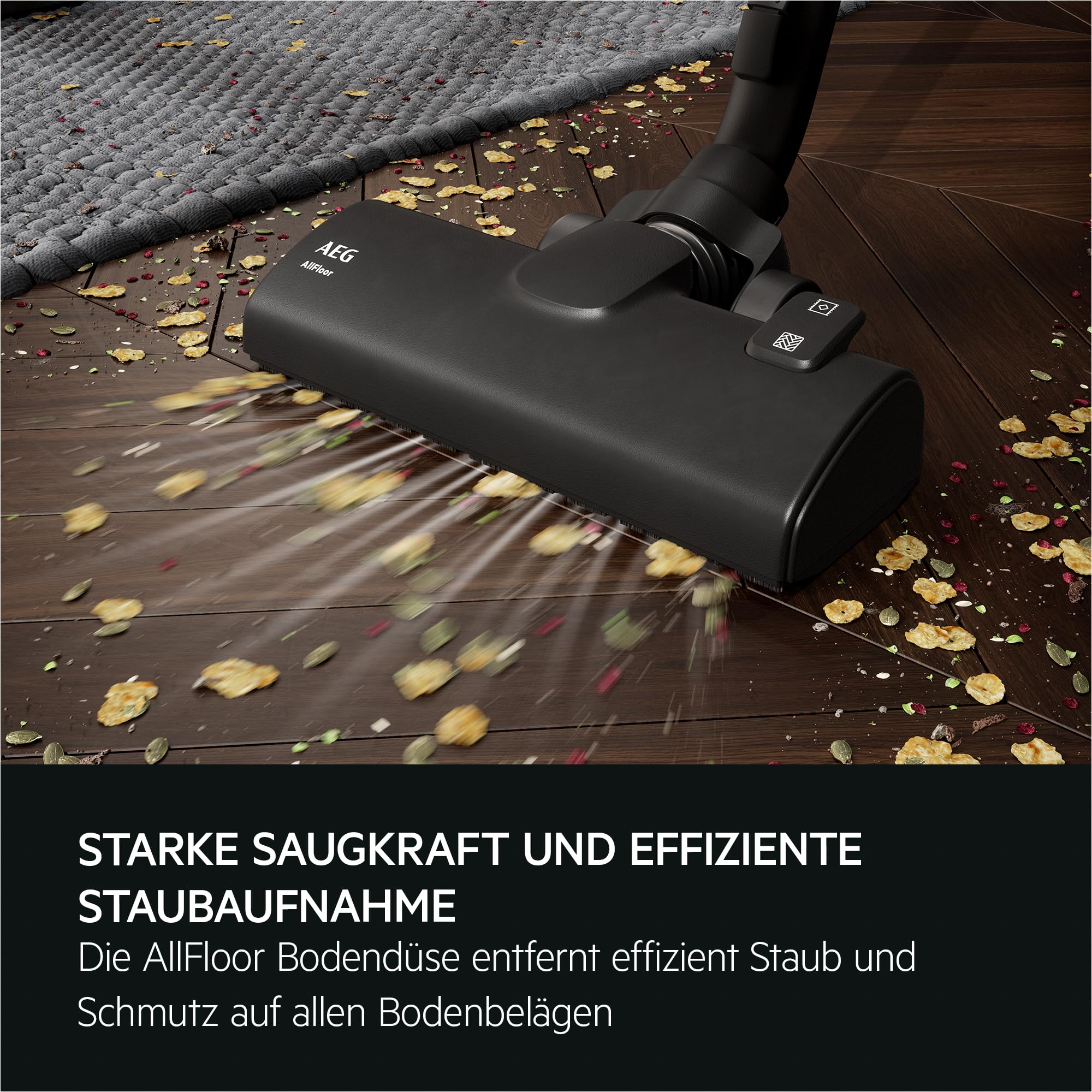 AEG CLEAN 5000 Staubsauger mit Beutel, Hohe Saugleistung, 37 % Recyclingkunststoff, AllFloor Bodendüse mit Klicksystem, 2in1 Multifunktionsdüse, 8,5m Aktionsradius, Waschbarer Hygiene-Filter, AB51C1SW 2