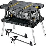 Keter Folding Work Table Portable Workbench with 12 inch Clamps Garage Wood Shop view 9