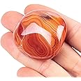 Natural Irregular Banded Agate Pocket Palm Worry Stones,Polished Gemstone for Anxiety Stress Relief Therapy
