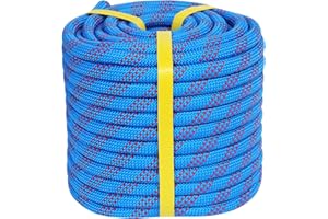 CRAYZA Double Braided Arborist Rope (1/2 in x 150 ft) Climbing Rope High Strength Polyester Rope 48 Strands for Tree Work, Pulling, Swing, Sailing, Blue/Red