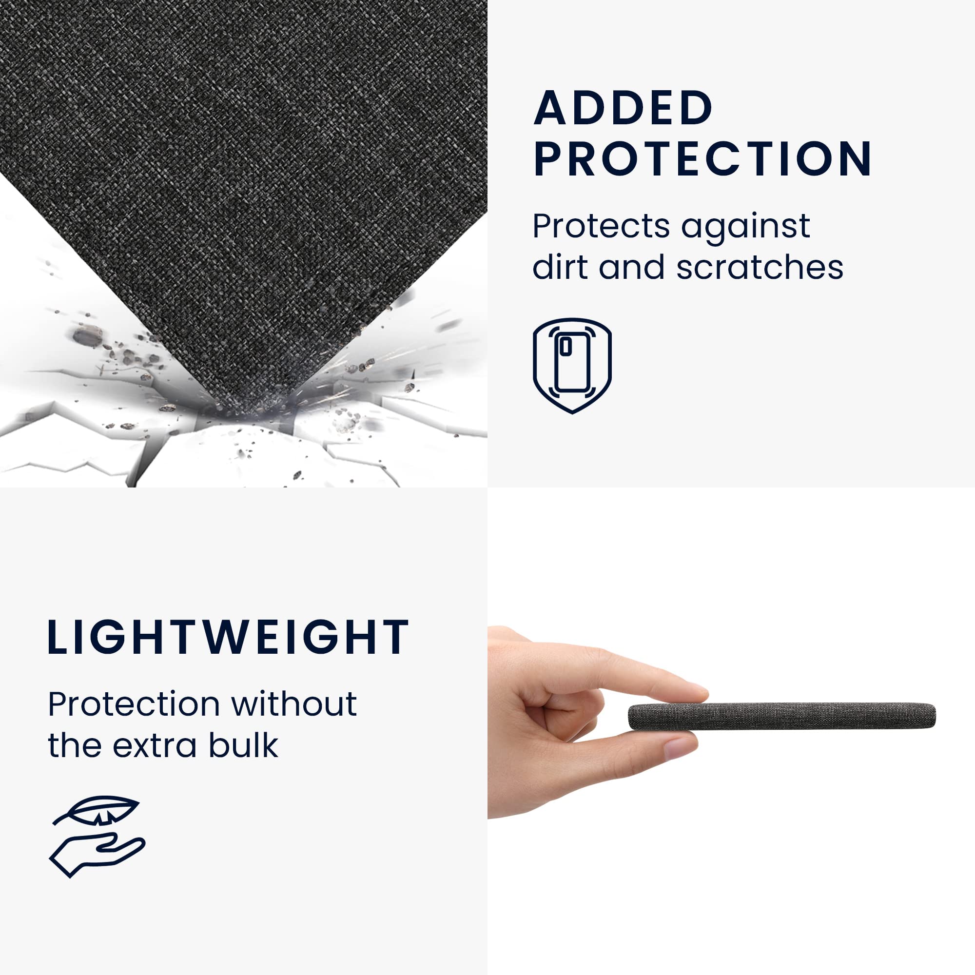 kwmobile Case Compatible with Amazon Kindle Oasis 10. Generation - Fabric Cover with Magnetic Closure, Strap, Pocket - Dark Grey