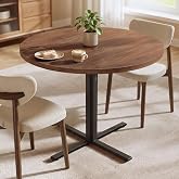VASAGLE 31.5-Inch Dining Table, Small Round Kitchen Table for 4 People | Steel Frame, Modern, for Dining Room, Living Room, Modern, Water-Resistant, Somber Walnut UKDT082K01V1