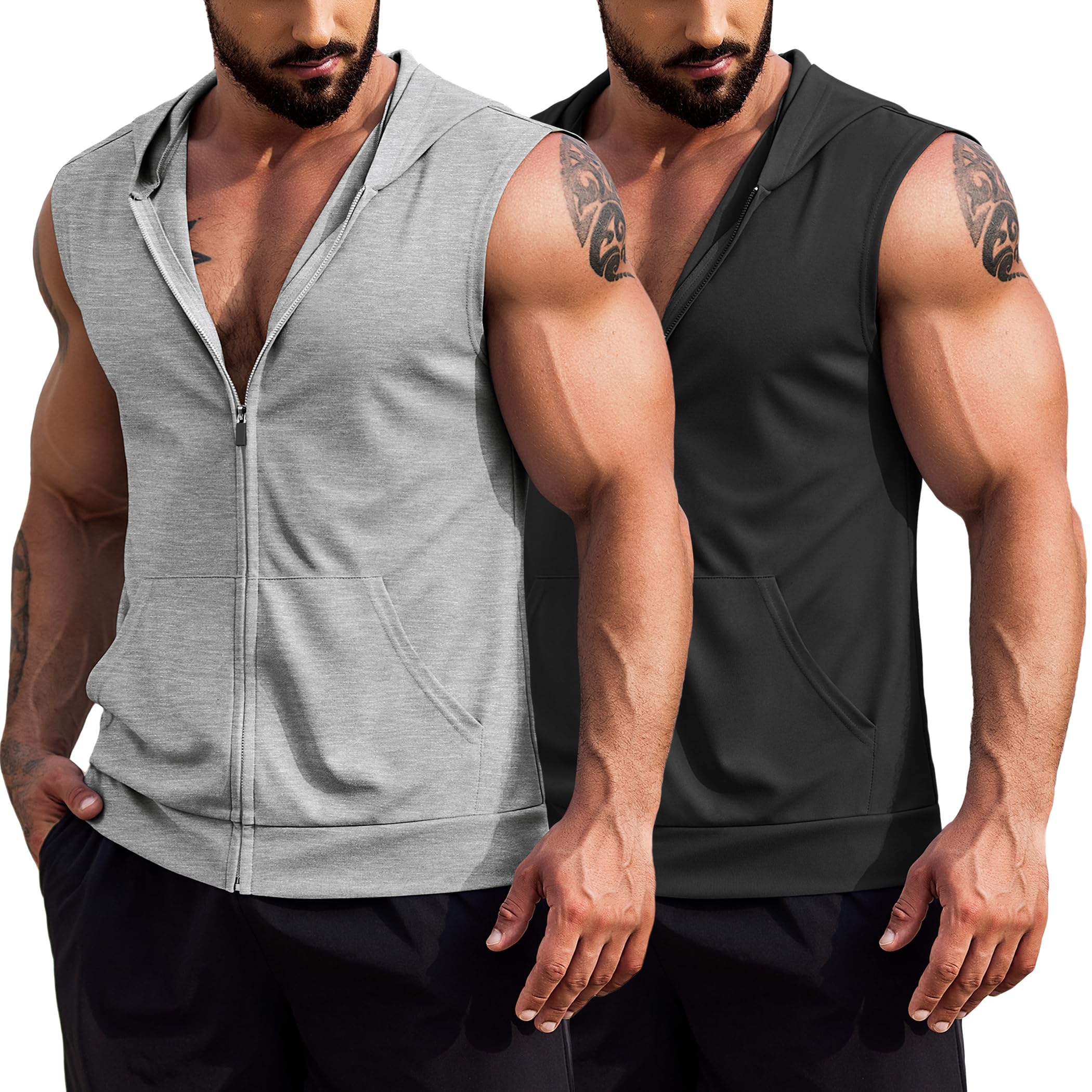 COOFANDY Gym Workout Shirts for Men Pack Cutoff