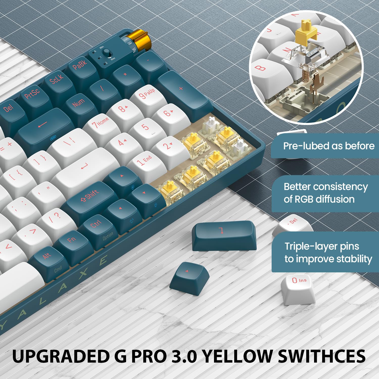 Royalaxe R100 Mua ROYALAXE R100 Wireless Mechanical Keyboard, G Pro 3.0 Yellow Switch ...