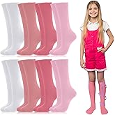 Shinymoon 8 Pairs Kids Compression Socks 15-20 Mmhg Knee Length Sock Calf Graduated Compression Stockings for Boys Girls