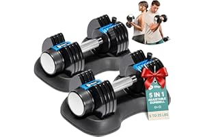 Lifepro Adjustable Dumbbells Set - 5in1-15lb 25lb 43lb 55lb weights Set & Single with Rack - Quick Adjust, Secure Grip - Compact Hand Weights for Men Women Home Gym