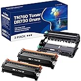 WEAREC TN760 Toner Cartridge and DR730 Drum Unit Replacement for Brother TN-760 TN730 DR730 DR 730 Work with DCP-L2550DW HL-L2350DW HL-L2390DW HL-L2395DW Printer (2 Toners, 1 Drum Unit, 3Pack)