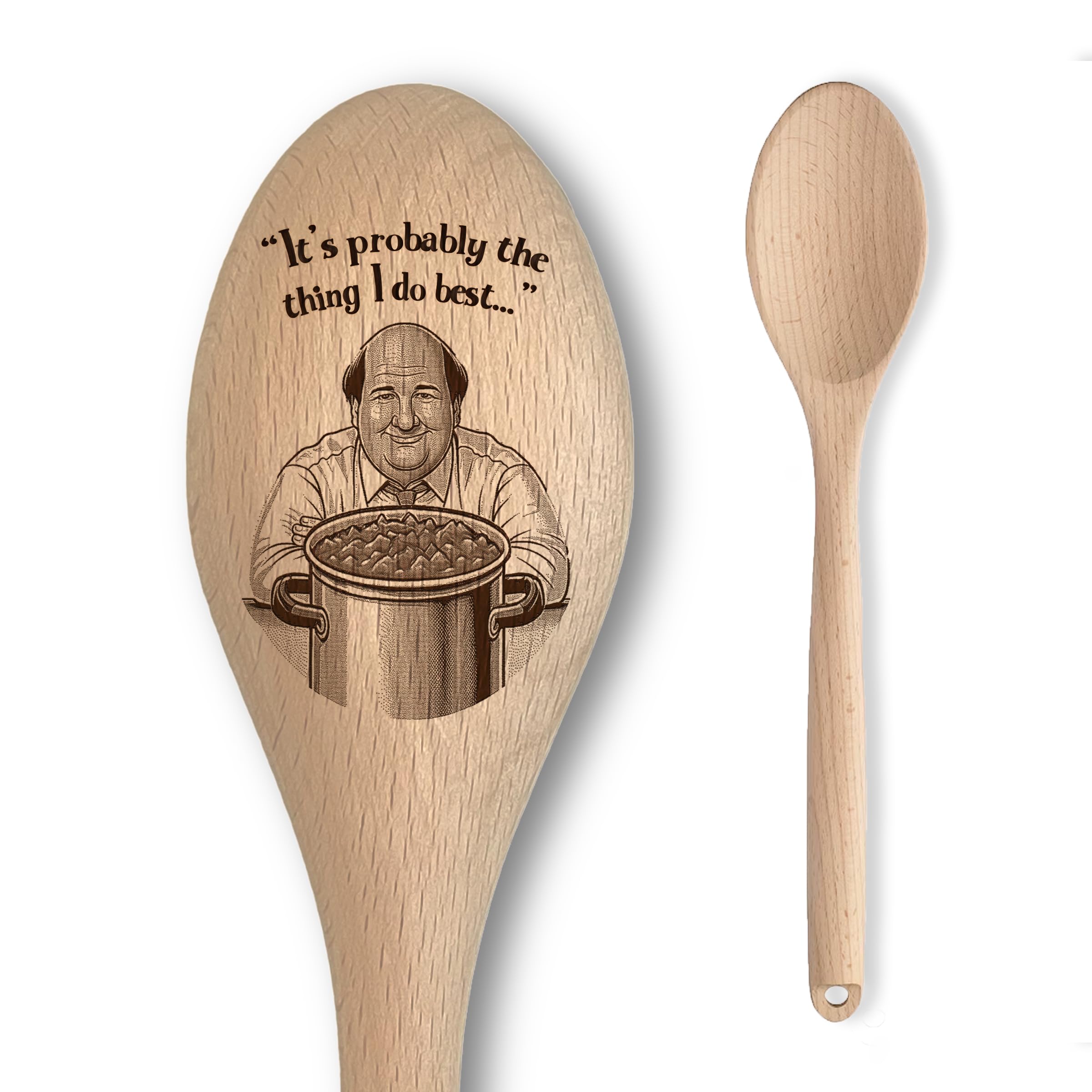 The US Office Kevin Malone Inspired Wooden Spoon – Kevin's Chilli Inscription – Funny Cooking Baking Gift for Men & Women - Unofficial Fan Item (Kevin's Chilli)