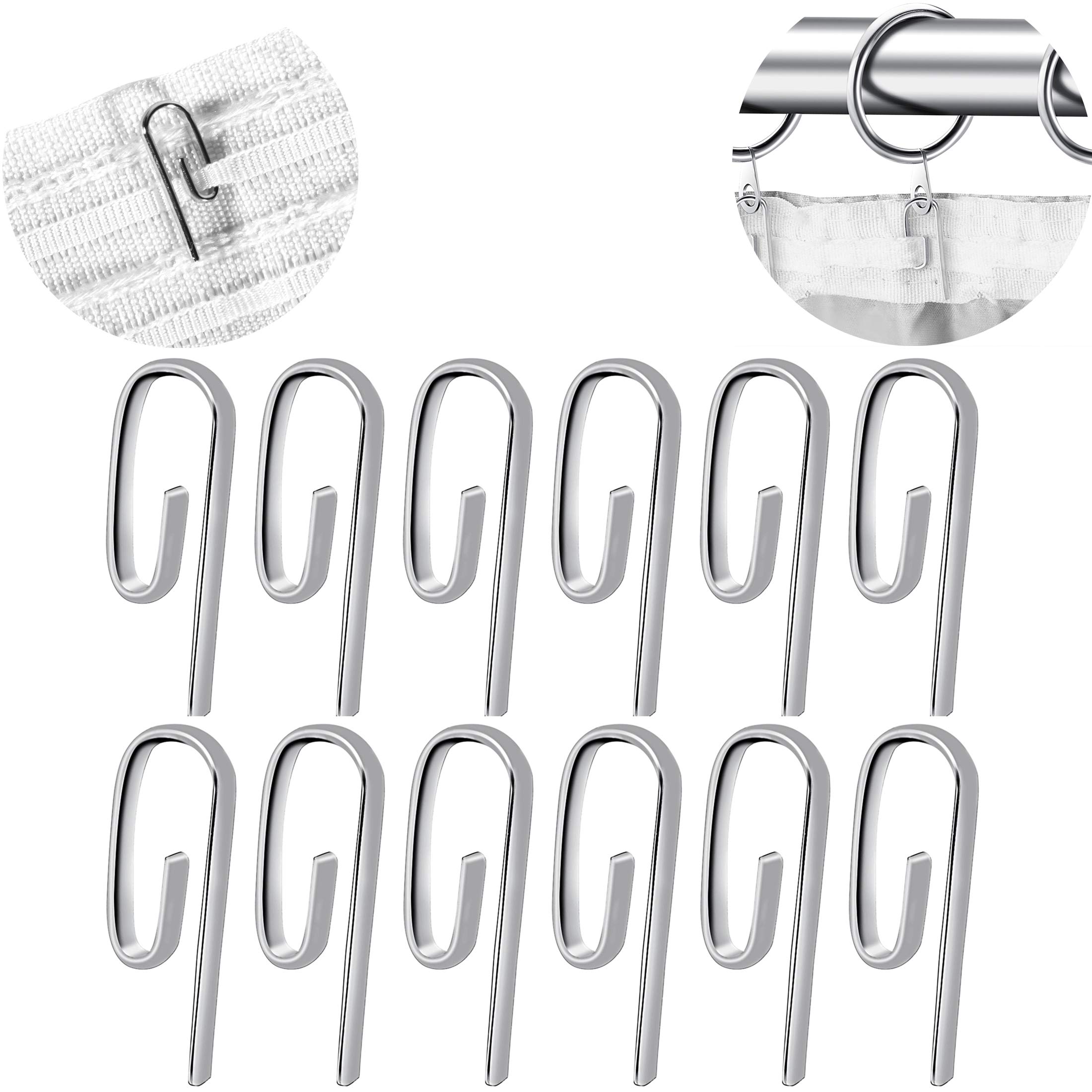 Metal Curtain Hooks for Window Curtain, Door Curtain Header Tape Drapery Hooks (100 Pack)