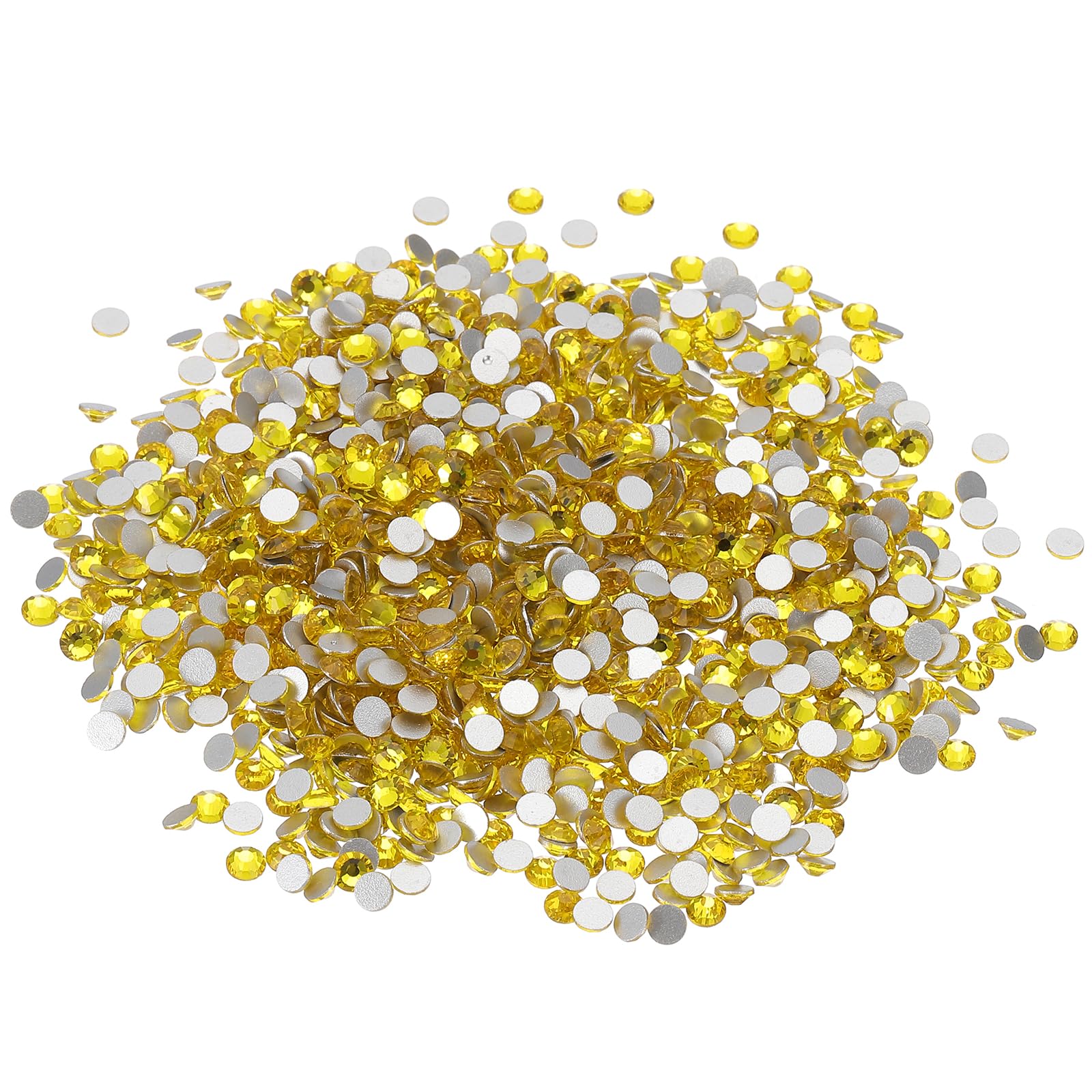 PATIKIL SS16/1440Pcs Glass Diamante Rhinestone, Crystal Glass Flat Back Rhinestones Round Crystal Man Made Gems Diamond Decor for Nail Art Craft Clothes DIY Makeup, Yellow — image 1