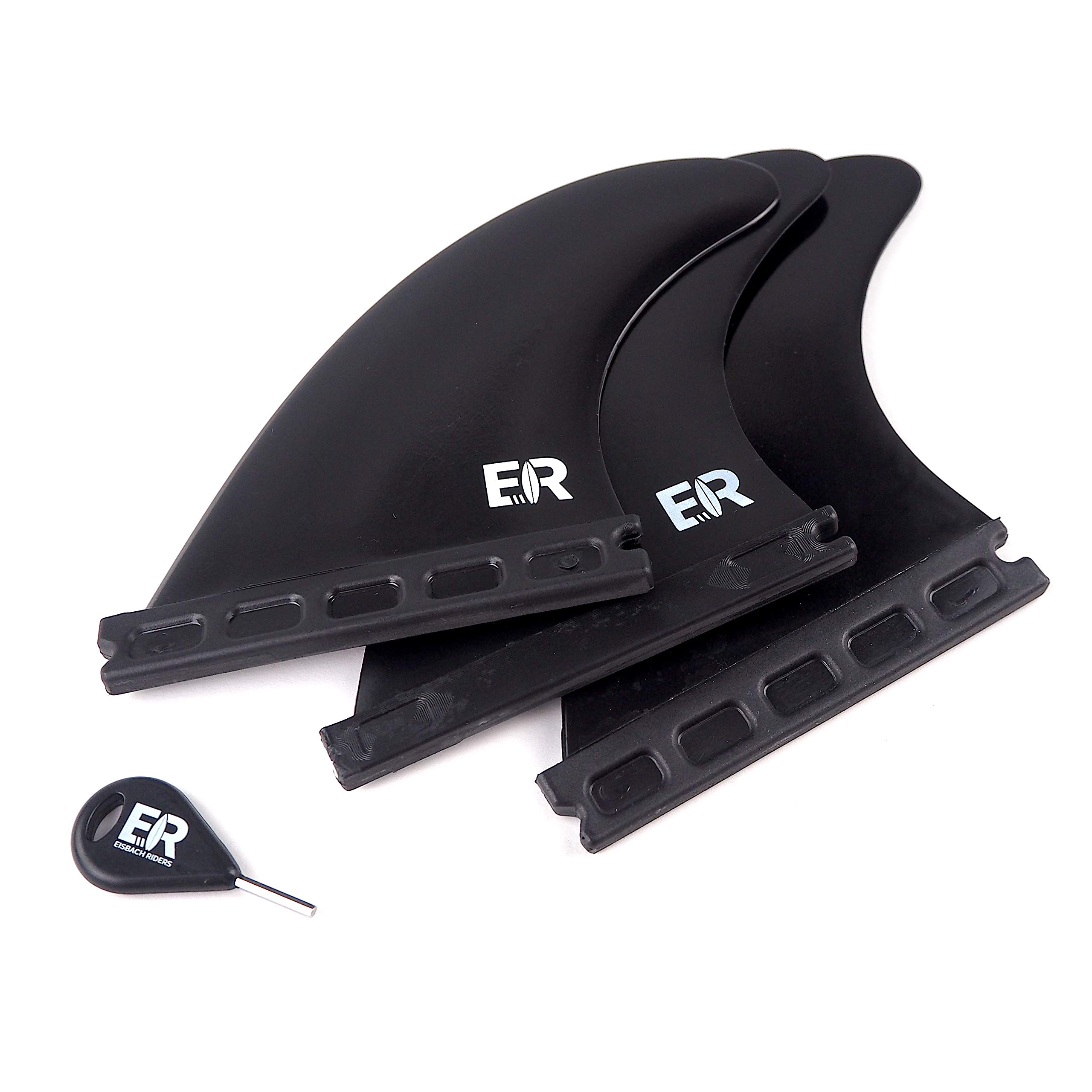 Eisbach Riders Surfboard Future Single Tab Thruster Fin Set with Fin Key - Size G5 Medium - Black