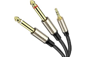 3.5mm 1/8" TRS to Dual 6.35mm 1/4" TS Mono Audio Y Splitter Adapter, VIOY Stereo Aux Cable for Laptop, Amplifier, CD Players,