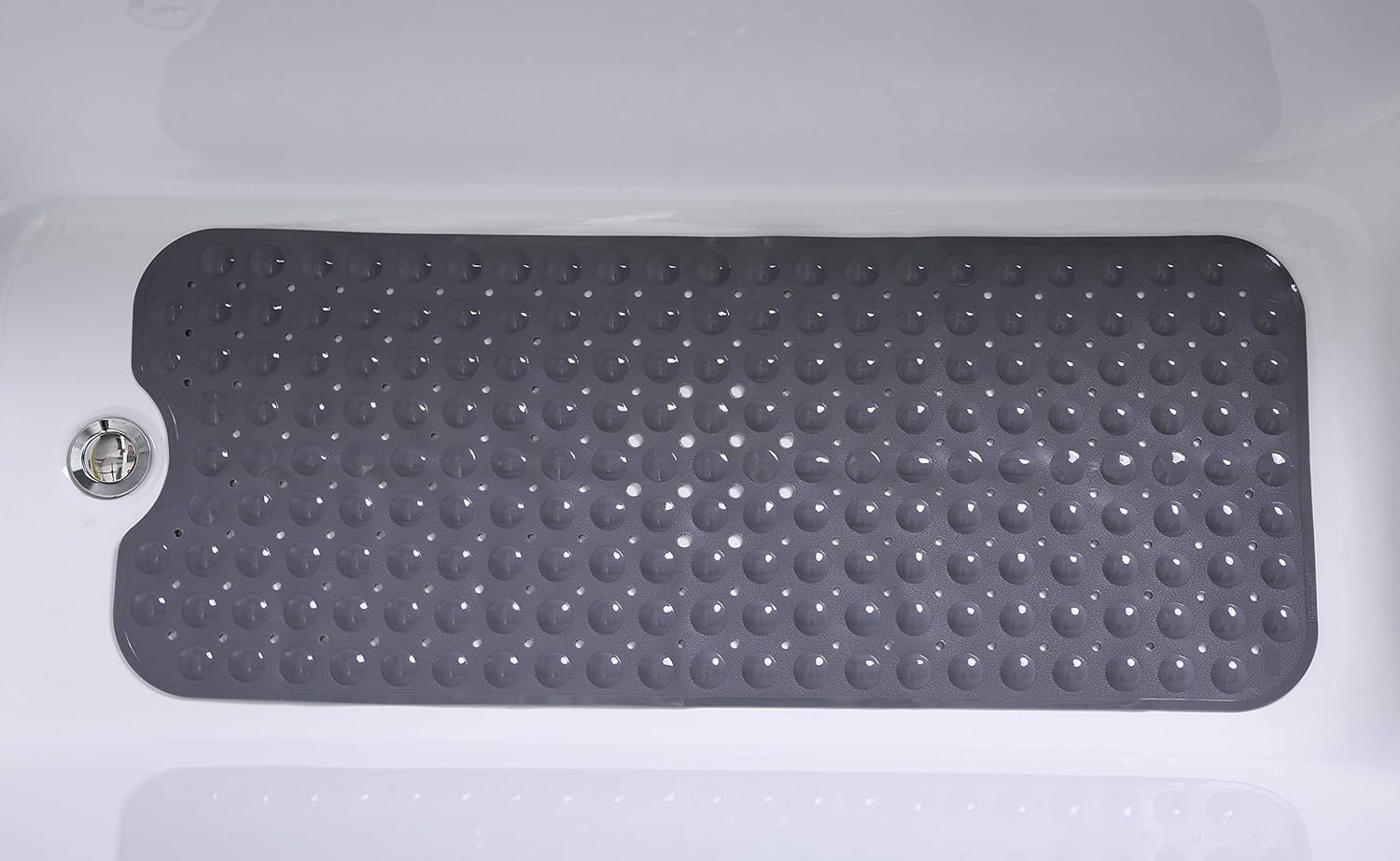 TIKE SMART Extra-Long Non-Slip Bathtub & Shower Mat 39”x16” (Smooth/Non-Textured Tubs Only) Safe, Clean, Machine-Washable, Superior Grip&Drainage, Vinyl, Opaque Gray (Grey): Home & Kitchen
