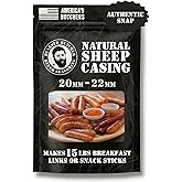 Bearded Butchers Natural Sheep Casings 20-22mm &ndash; All-Natural Sausage Casings for Homemade Snack Sticks &amp; Breakfast Links &ndash; Tender Texture, Authentic Snap &ndash; Made for Roughly 15 lbs of Meat