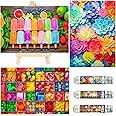 Small Jigsaw Puzzles for Adults 150 Pieces Colorful Candy Ice Pop Succulent Mini Jigsaw Puzzles Challenging Mini Puzzles Tiny Jigsaw Puzzles 6 x 4 Inches, 3 Pcs,Mini Easel Included