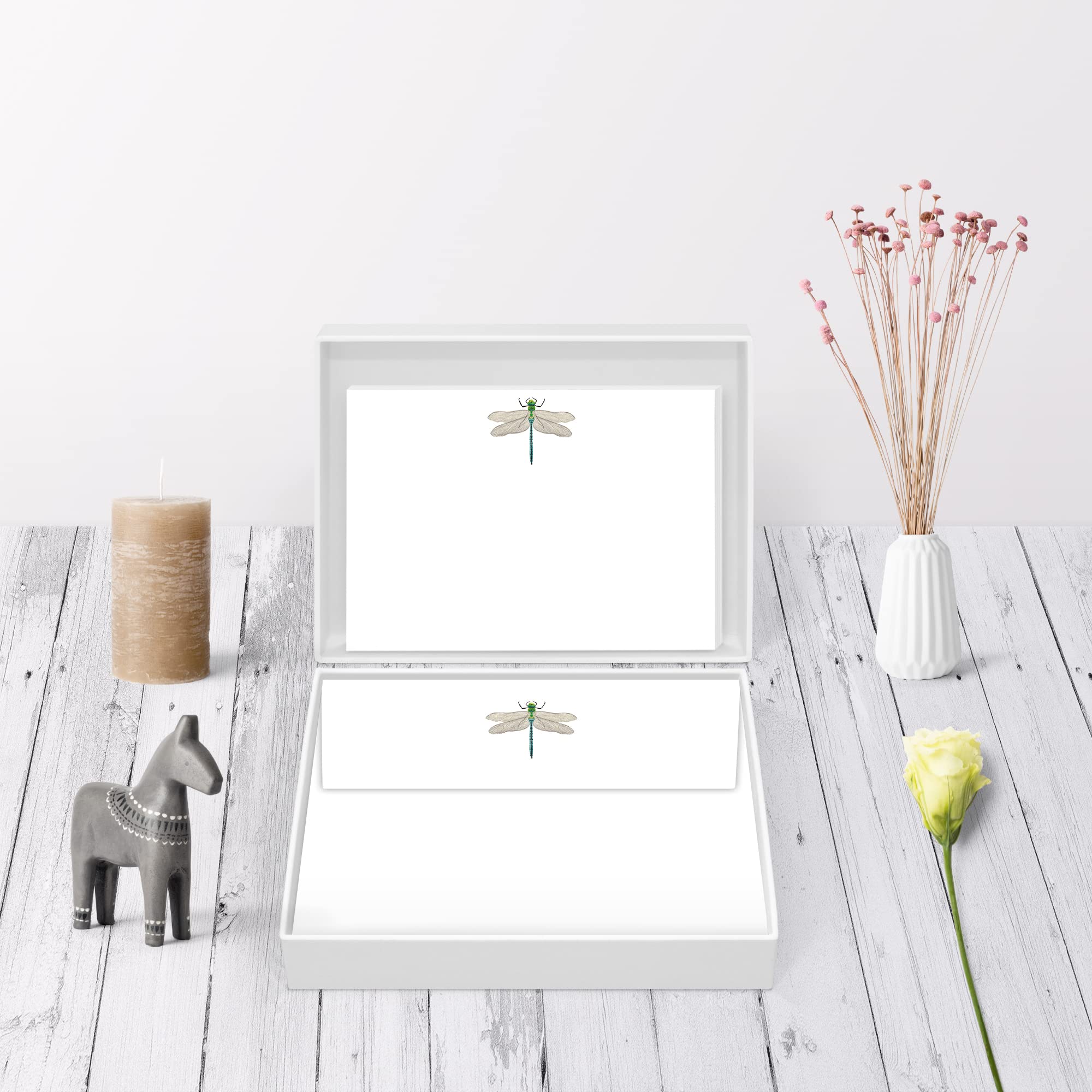 Me Loovely Dragonfly Flat Notecard and Envelopes Sets All Occasion Flat Greeting Correspondence Cards A6 Size Notecards Set for Writing & Christmas Gifts (Pack of 40)