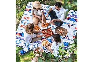 OUTTERRA Picnic Blanket 80''x80'' Extra Large Outdoor Blanket, Waterproof Beach Blankets, Foldable Picnic Mat for Camping, Grass, Park, Travel - ArcticBlue
