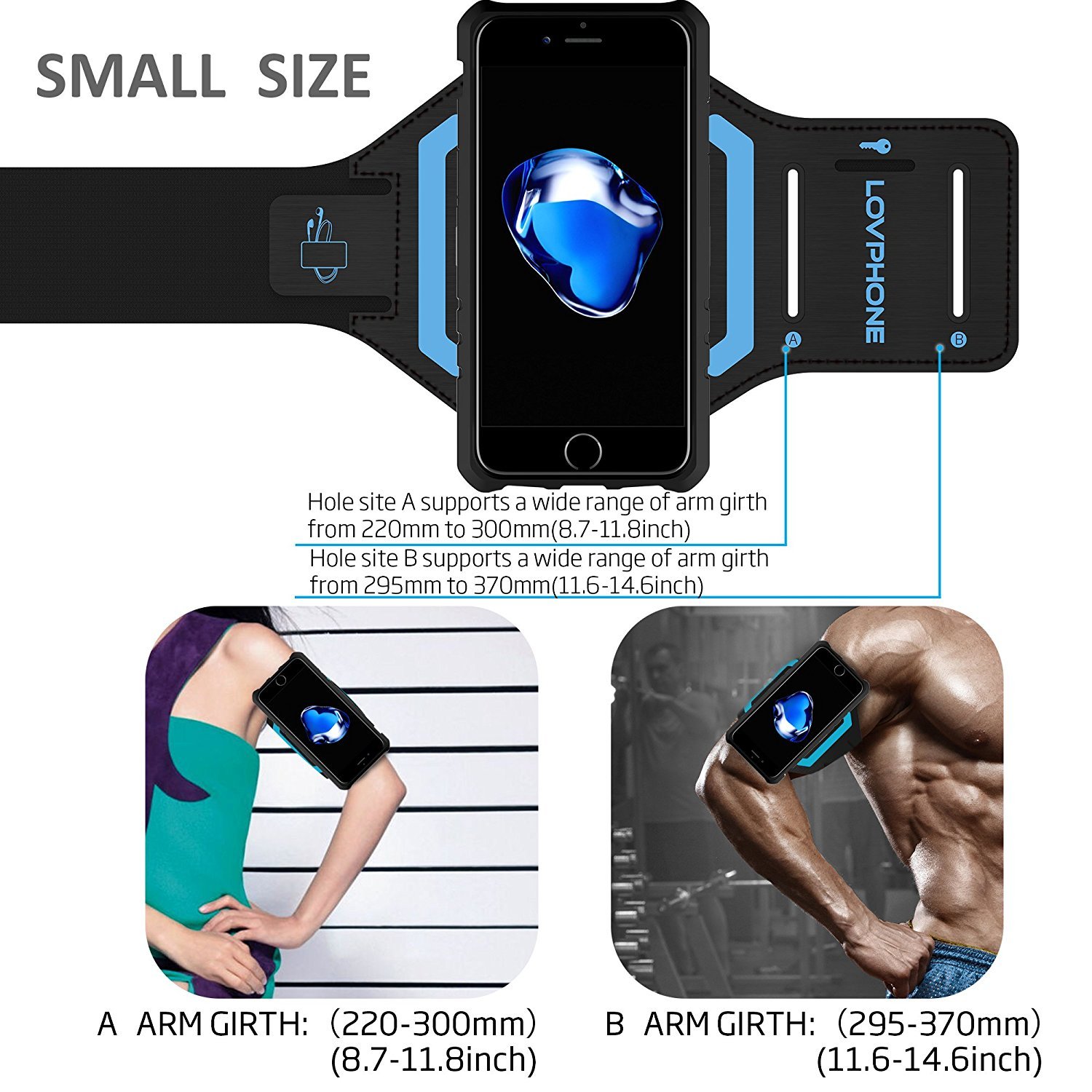 iPhone 7/7 Plus Armband & Armour Case Set-LOVPHONE Multifunctional Sport Running Armband + Premium Protective Case with Kickstand for iPhone 6/6S/7/7 Plus,Soft Elastic Strap with Key Holder