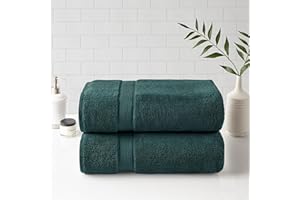 Madison Park Signature 800GSM Bath Sheet Towel Oversized 34" x 68" 2 Pack 100% Cotton Bath Towel Set Highly Absorbent Hotel Spa Quality for Bathroom, Dark Green