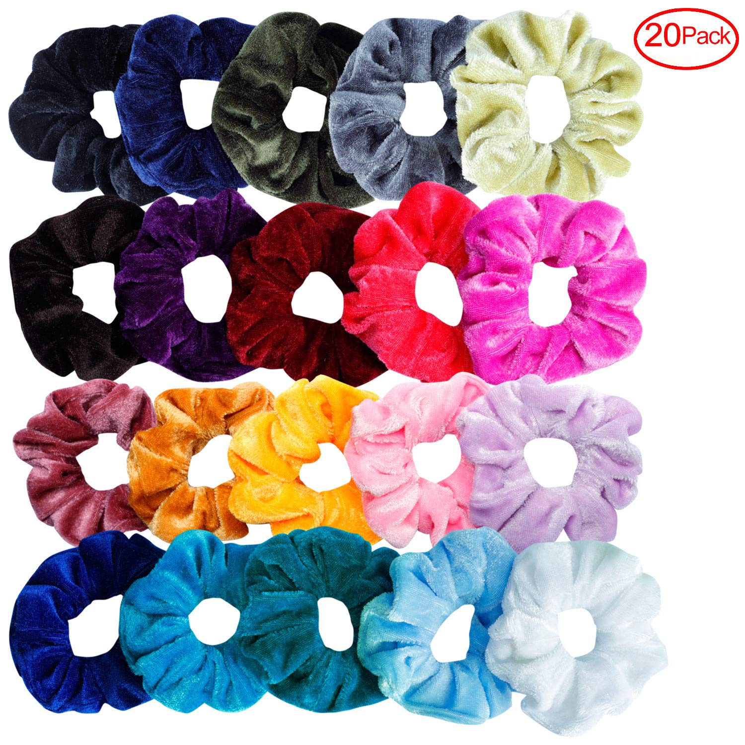 Mandydov 20 Pcs Hair Scrunchies Velvet Elastic Hair Bands Scrunchy Hair