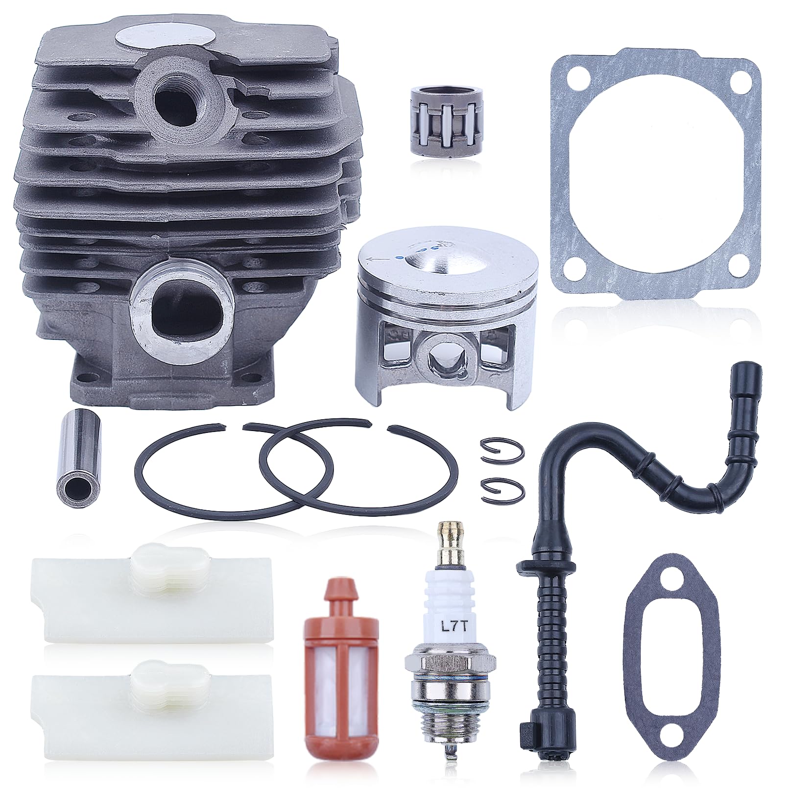 Piston and Cylinder Kit for Stihl 028 028AV 028WB Chainsaw, ADEFOL 46mm Cylinder + Piston + Gasket + Spark Plug + Bearing + Fuel Hose Spare Parts 028 AV WB Accessory 14 in 1