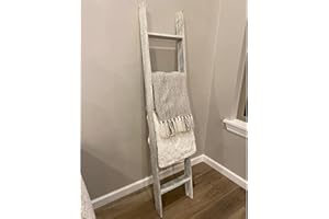 BARNWOODUSA LLC BarnwoodUSA Blanket Ladder 5 Foot Fully Assembled | 60 Inch Rustic Reclaimed Wood Ladder for Blankets, Quilts, Towels, Throws, Decorative Items | Farmhouse Wall Leaning Ladder | White Wash