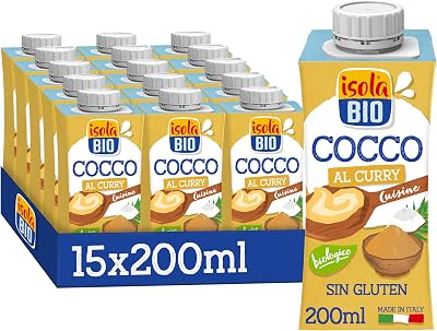 - Pack de 15 Cremas de Coco y Curry Ecológicas de 200 ml– Alternativa Vegetal para Cocinar, Sin Lactosa, Sin Gluten, 100% Orgánica, Ideal para Salsas, Arroces y Recetas Veganas – 200 ml