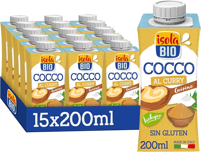 - Pacote de 15 cremes biológicos de coco e caril de 200 ml – alternativa vegetal para cozinhar, sem lactose, sem glúten, 100% biológico, ideal para molhos, arroz e receitas vegan – 200 ml