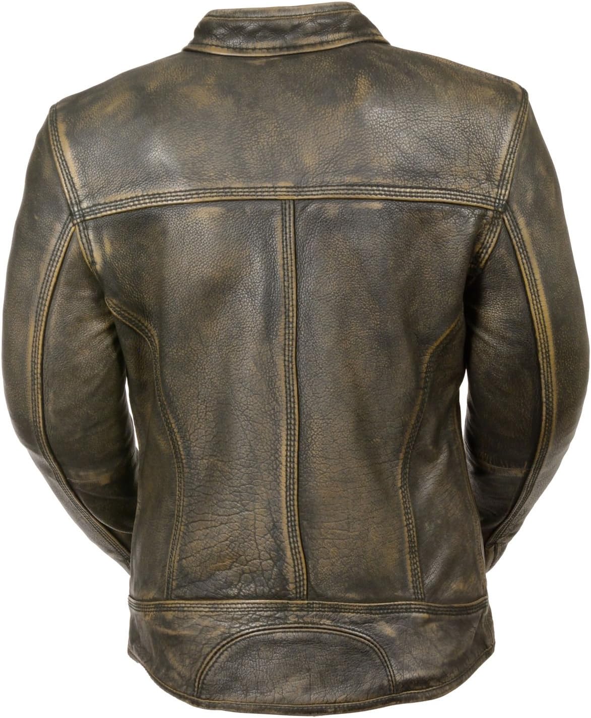 Milwaukee Leather Mens Brown Distressed Leather Scooter Jacket w