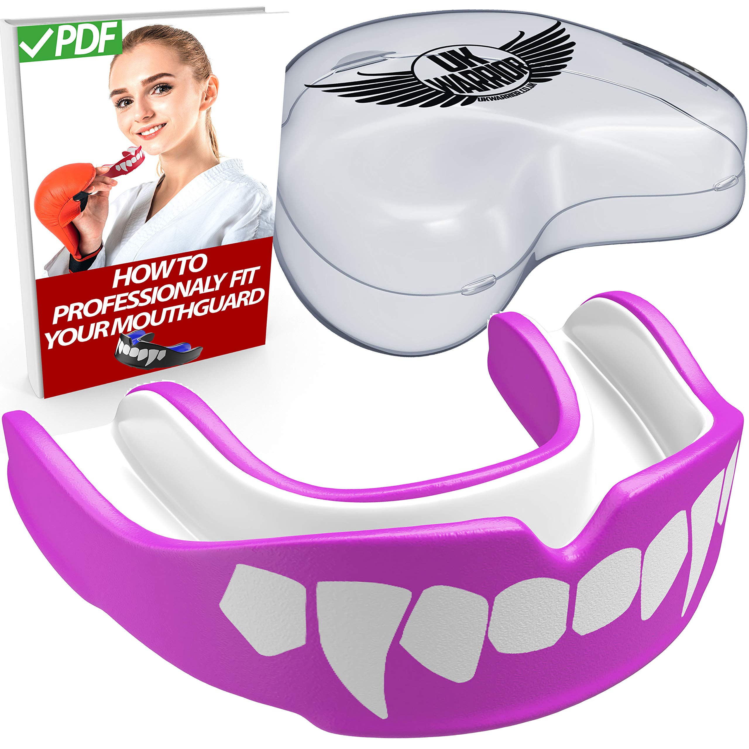 UK Warrior Vampire Mouth Guard Gumshield Guard Contact Sports Gum Shield Rugby Boxing Hockey Kickboxing MMA Judo Karate Fits Adult & Children