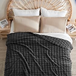 NEWCOSPLAY Queen Blanket for Couch Dark Grey Super