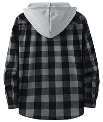 ZITY Men's Flannel Hoodie Shirts Casual Button Down
