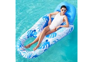SLOOSH Inflatable Pool Floats Lounger Adult, Pool Float Lounge Raft Floaties Water Floating Recliner Chair with Cup Holders Foot Rest Swimming Floaty