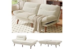 66" Convertible Futon Sofa Bed, Corduroy Folding Futon Set with Adjustable Backrest &Armrests, Recliner Lounge for Living Roo