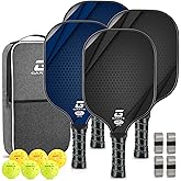 GARYE Pickleball Paddles Set of 4, Carbon Fiber Pickle Ball Paddle, USAPA Approved Lightweight Rackets 4 Pack for Adults and Teenagers, Includes 6 Balls, 1 Bag, and 4 Grip Tapes.