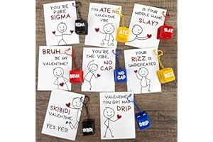 MOREDOTS Valentines Day Cards for Kids School - 24 Valentine Slang Cards with Keyboard Clicker Keychains - Valentine Classroom Exchange Gifts for Boys GirlsTeen - Funny Fidget Toys for Class Party Favors