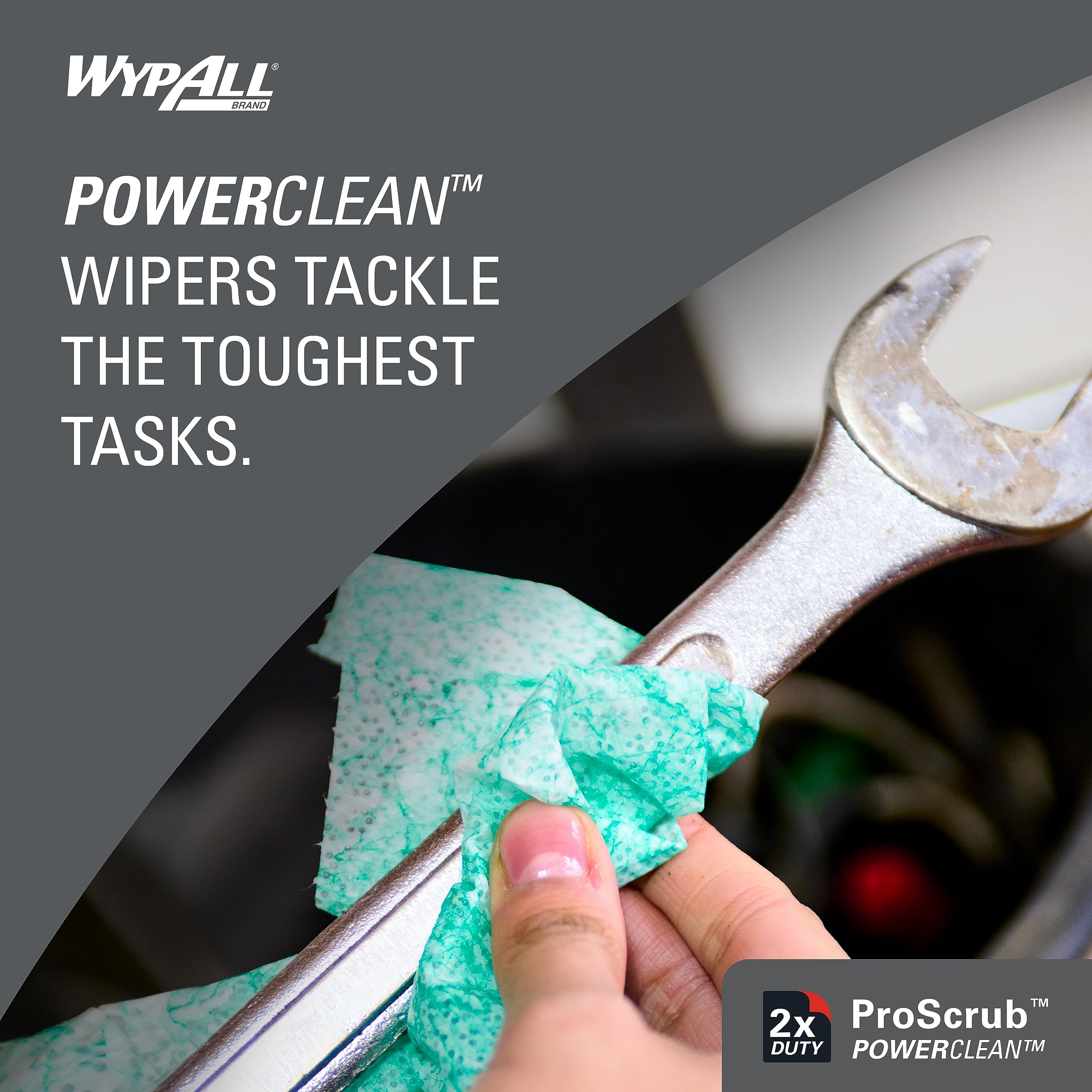 WypAll PowerClean ProScrub Heavy Duty Wet Towels (91371), Dual Action Cleaning, Large 9.5