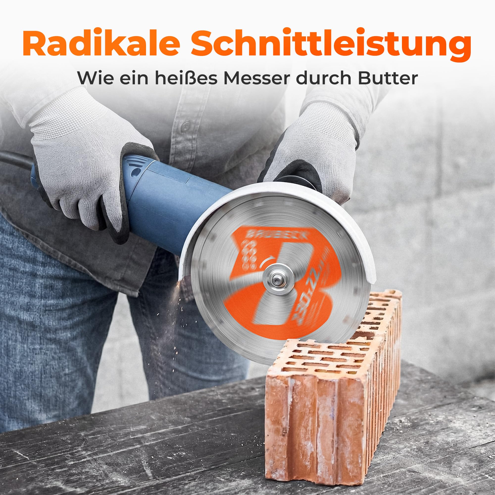 BAUBECK 2Stk. Diamantscheiben 230mm für Stein, Beton, Leistungsstark kompatibel mit Winkelschleifer von Bosch, Metabo, Diamant Trennscheibe 230 Diamanttrennscheibe 230 Diamant Trennscheibe 230 Stein 3