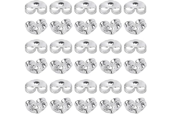 SANNIX 30pcs/15 Pairs 925 Sterling Silver Earring Backs Replacement Secure Ear Lockings