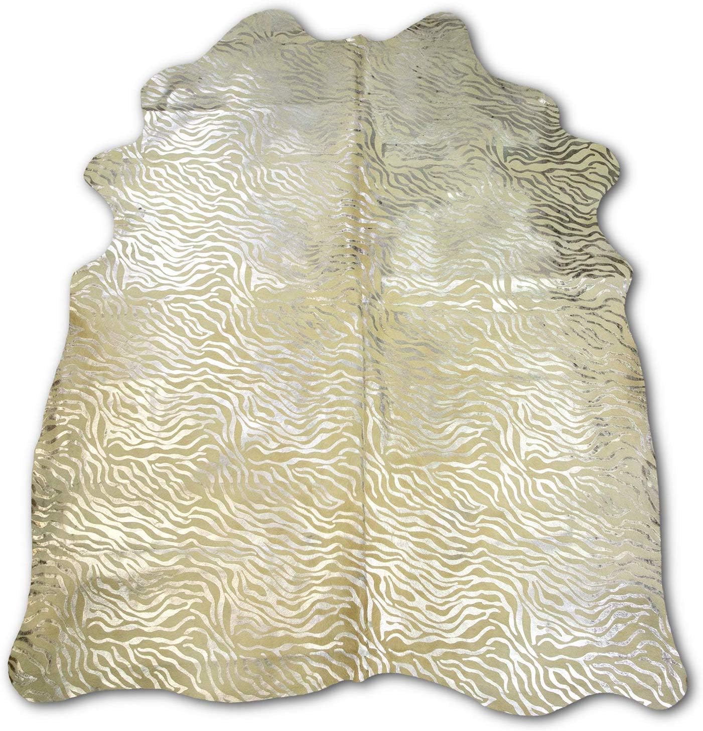 Zerimar Natural Cowhide Area Rug Tinted Beige-Silver | Unique Occasion 10% Size: 84x66 in | Cow Carpet | Natural Carpet | Area Rugs Living Room