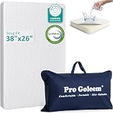 Pro Goleem Waterproof Pack and Play Mattress 38"x26" for Babies White | Pack n Play Mattress Pad with Carry Bag, Firm Playard Mattress with Soft Covel for Toddler Infant