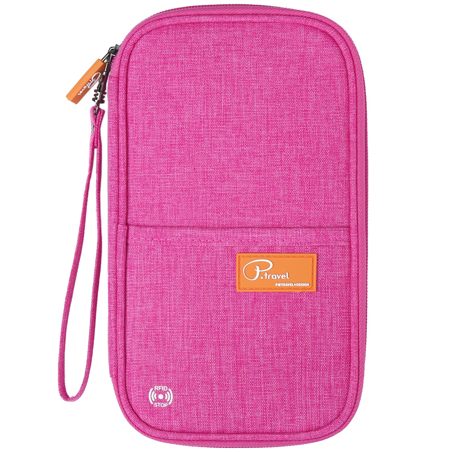 ManKn Travel Wallet Family Passport Holder RFID Blocking Document Organizer Case with Removable Hand Strap for Men Women, Flight Ticket Credit ID Cards Cash Pouch Money Bag