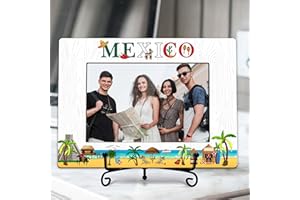 Gsauto Mexico Beach Picture Frame, Mexico Themed Wedding Honeymoon Souvenirs Gifts Photo Frames with Iron Stand for Home Offi