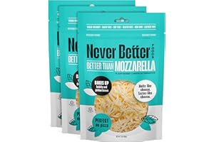 NEVER BETTER FOODS Dairy Free Cheese, Vegan Mozzarella Cheese That Melts Perfectly, Healthy Plant Based Cheese, 3-PACK of 7 oz Bag of Vegan Cheese Shredded, Lactose Free Cheese with No Allergens, Non Dairy Cheese.