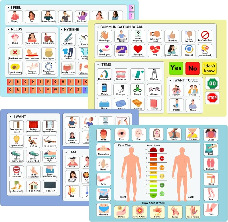 Albidaya Communication Board for Non Verbal Adults Picture Symbol Cards