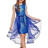 GRACE KARIN Girls Sequin Party Dress Sparkle Formal Birthday Pageant Prom Three-Layer Tulle Midi Dress Size 5-12Y
