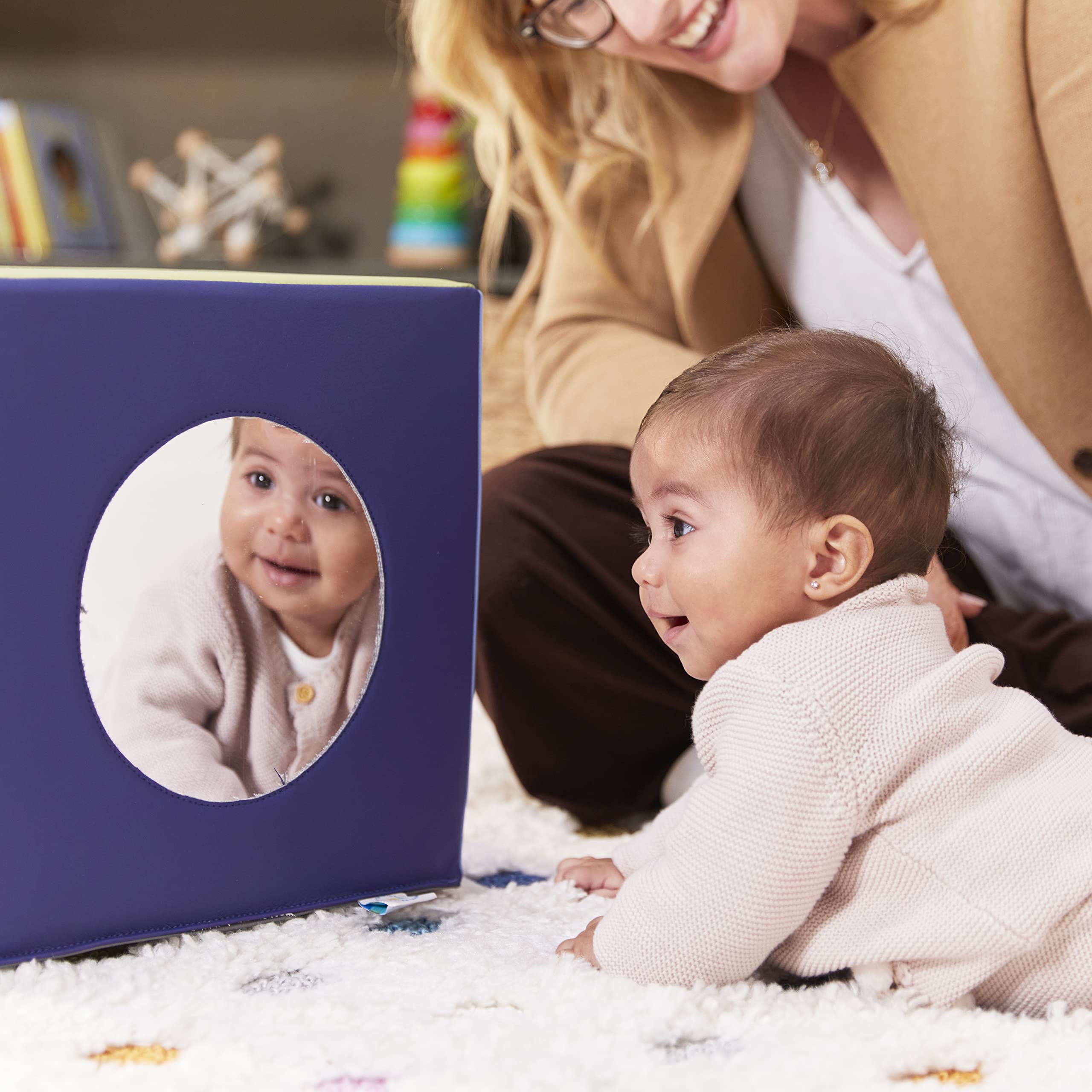 ECR4Kids SoftZone Mirror Cube, Sensory Toy, Earthtone