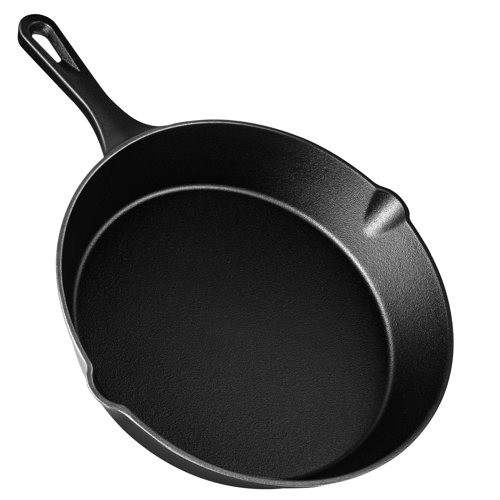 VonShef Cast Iron Skillet, 10" Frying Pan, Pre-Seasoned Non-Stick Pan for All Hob Types, Oven Safe Heavy Duty Skillet with Pouring Lip, Non-Toxic Cookware
