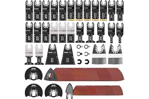 Revvstark 130 PCS Oscillating Saw Blades Set, Arc Edge Multitool Blades for Cutting Wood/Metal/Plastic with Sandpaper, Quick Release Design compatible with Dremel, Dewalt, Craftsman, Ryobi, Milwaukee